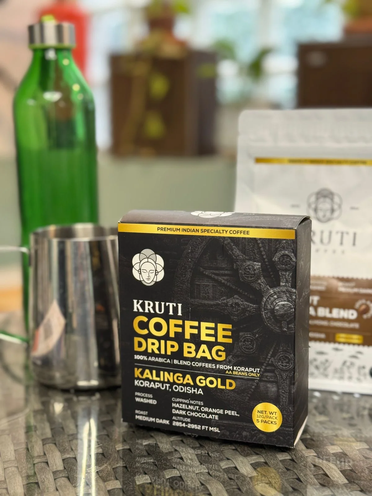 Kruti Coffee's Kalinga Gold single-origin Arabica drip bag, grown in Koraput, Odisha