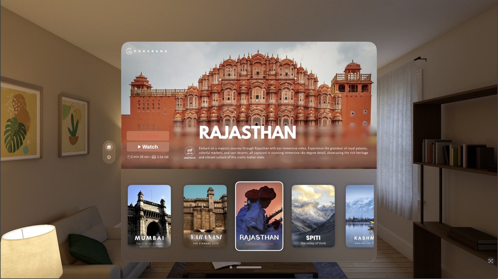 Immersive India detail view for Rajasthan on Apple Vision Pro